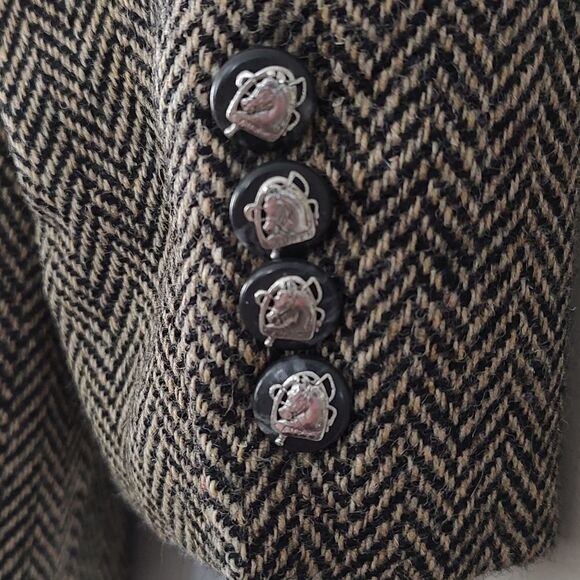 Lauren Ralph Lauren Houndstooth  wool tweed blazer jacket  Sz 8P - Picture 7 of 7